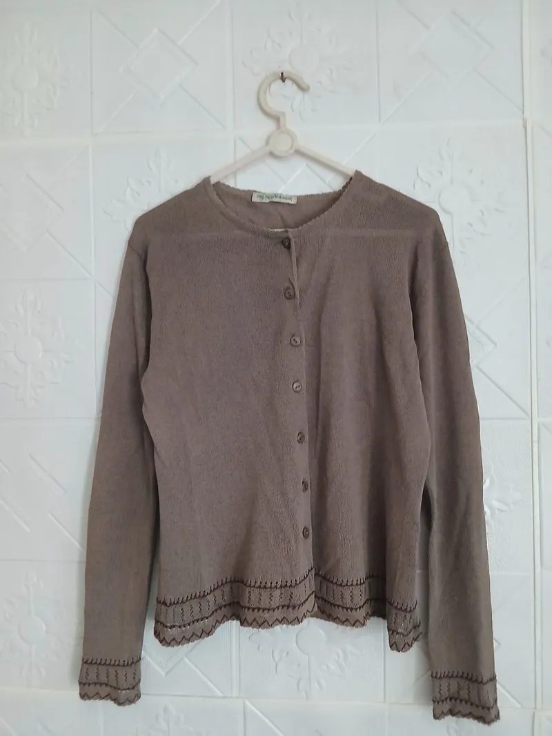cardi brown bordir cokelat polos  photo 1