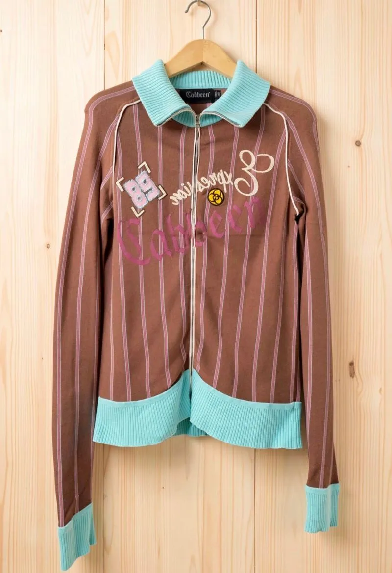 Cabbeen Ribbed Knit Track Y2K Stylish Streetwear Jacket photo 1