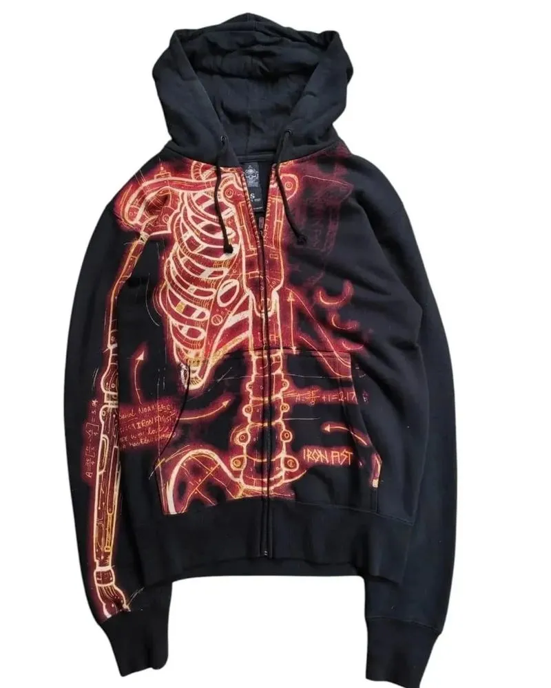 Skeleton flame zip hoodie photo 1