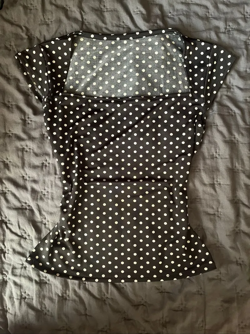 Polkadot Cap Sleeve Square Neck Airy Tee photo 1