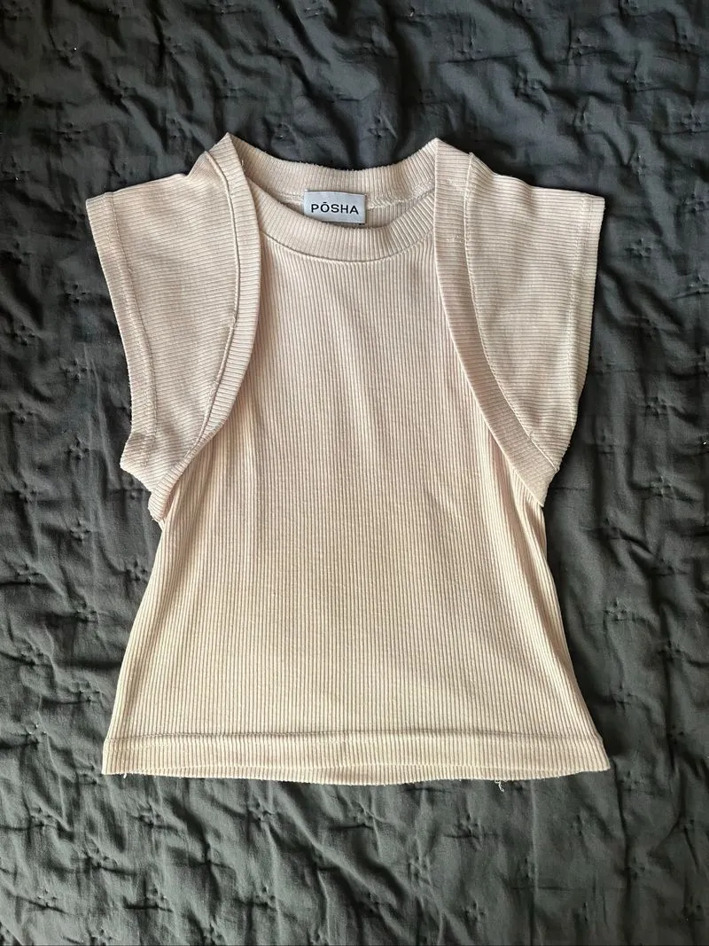 Orlo Petal Sleeve Fitted Ribbed Tee photo 1