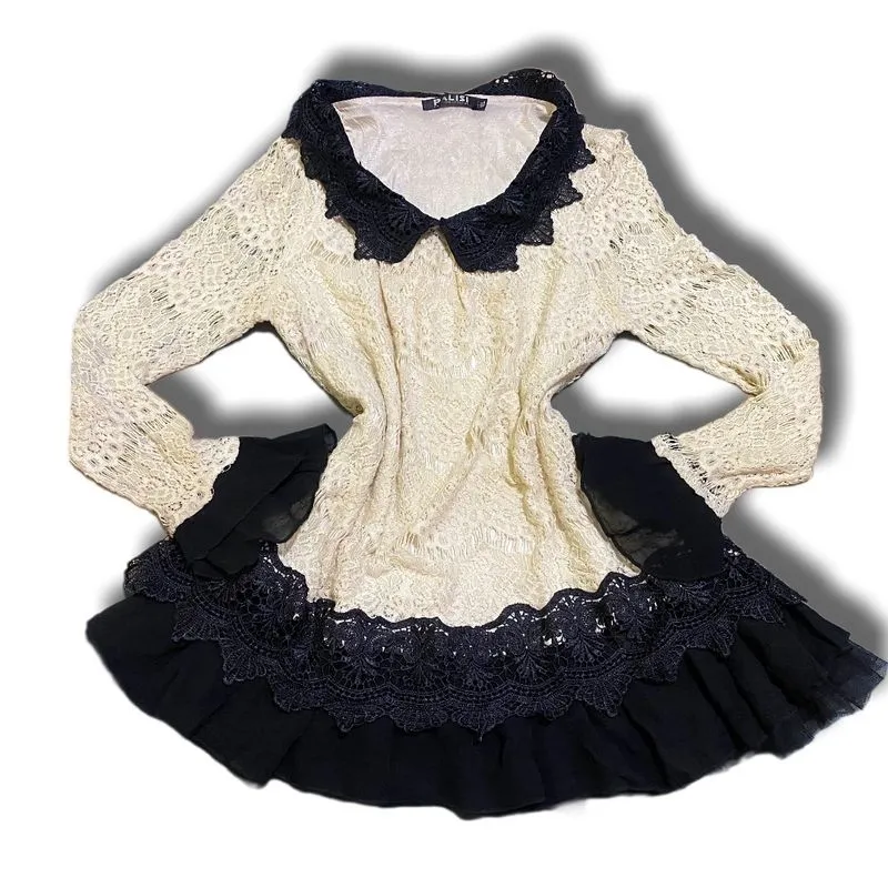 Japanese brand Lolita Coquette Blouse Wanita black cream photo 1