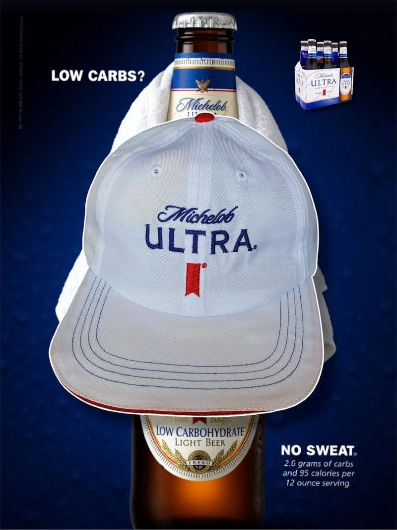 topi Michelob Ultra White Beer Cap - StrapBack Hat photo 1