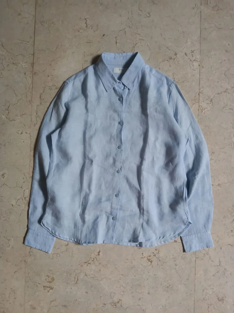 Uniqlo Linen Shirt Light Blue photo 1