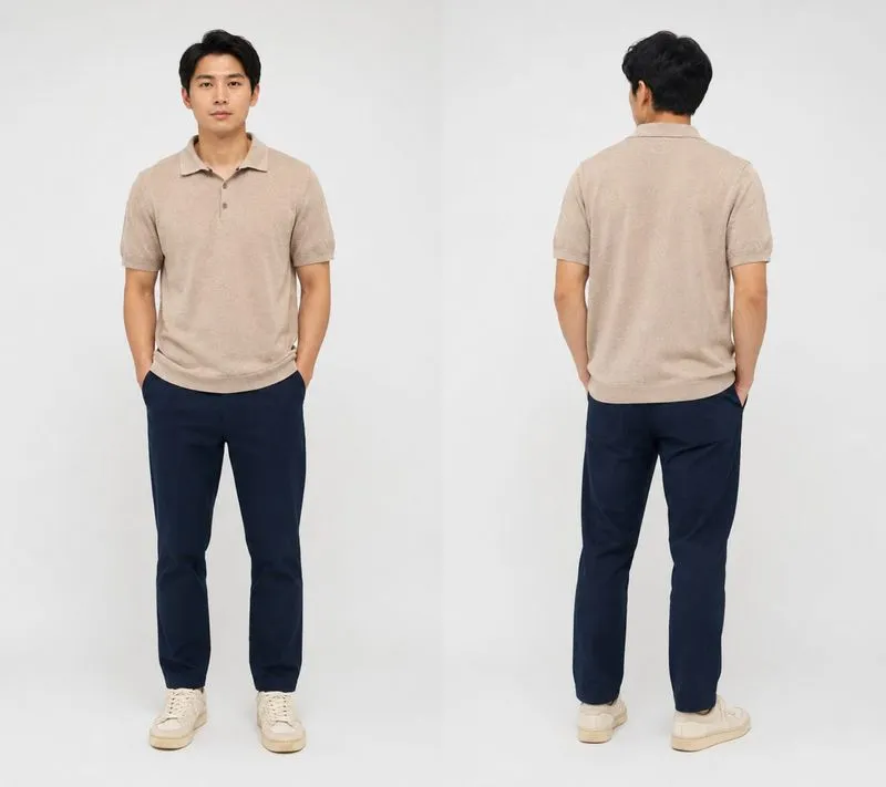 Polo shirt knit beige merk Wood photo 1