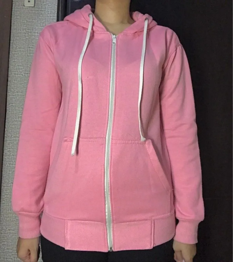Zipper Hoodie Pink Jaket Casual Outerwear Sweater photo 1