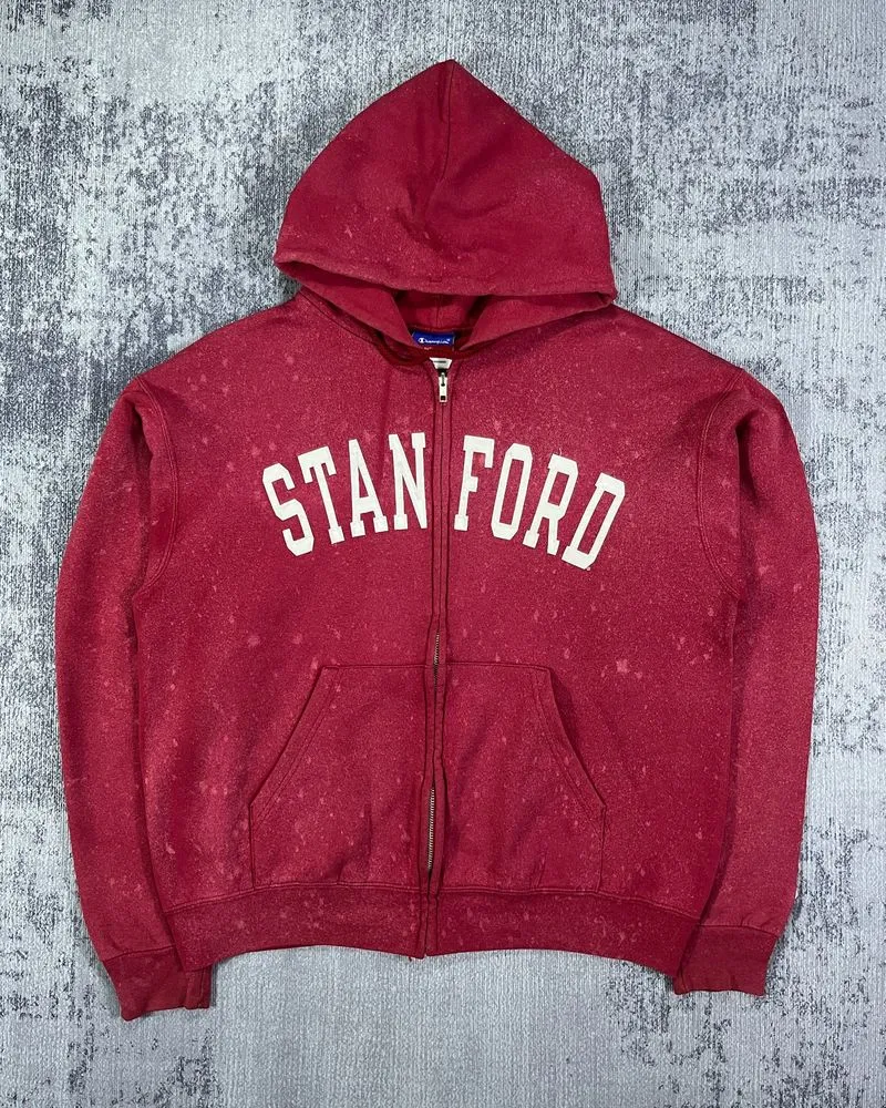 Vtg Champion Stanford Bleached Zip up Hoodie photo 1