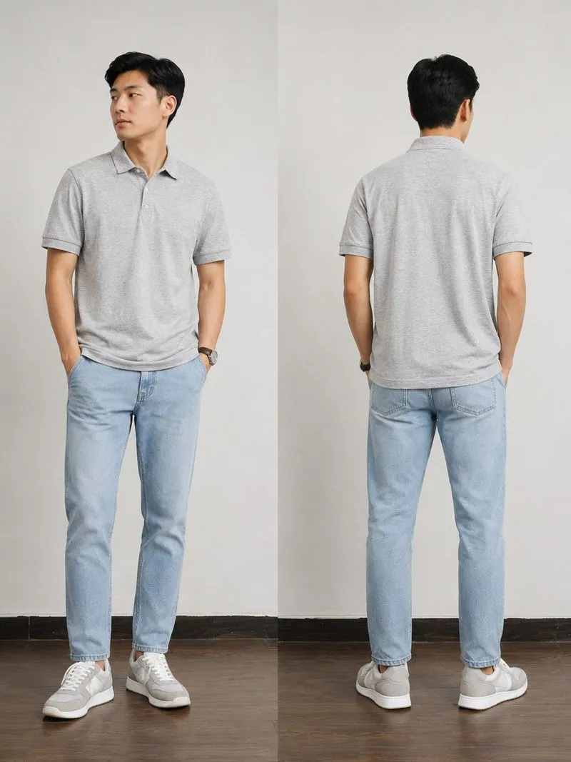 Polo shirt HnM abu muda photo 1