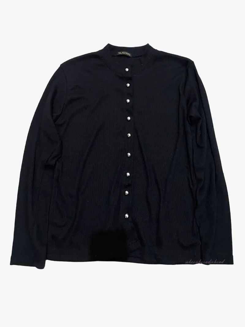 black knit cardigan silver button photo 1