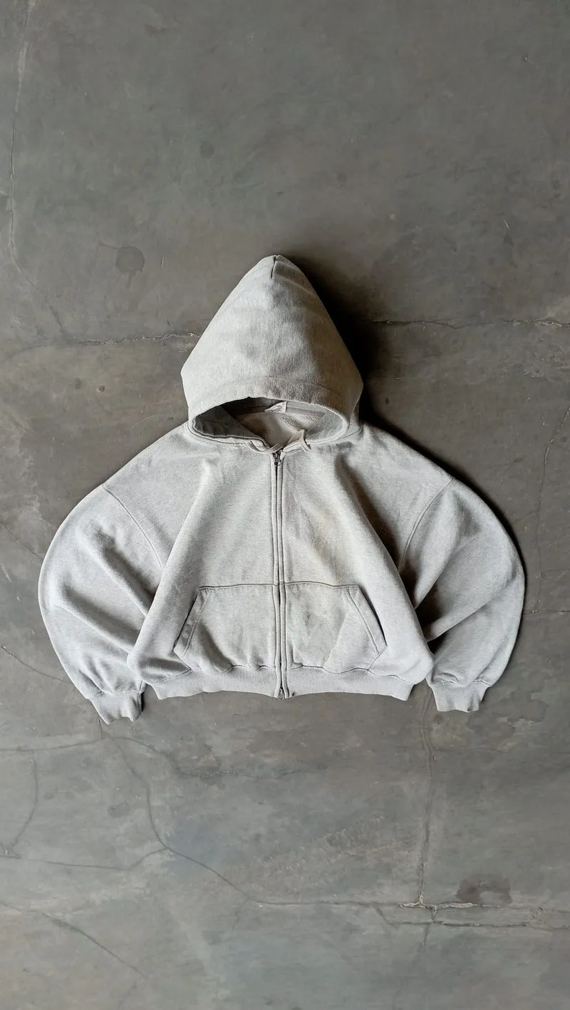 2000's Heavyweight Gray Double Zip Up Boxy Hoodie photo 1