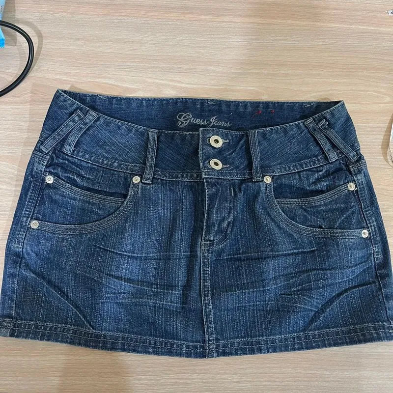 Guess Jeans mini denim skirt zipper back pocket y2k photo 1