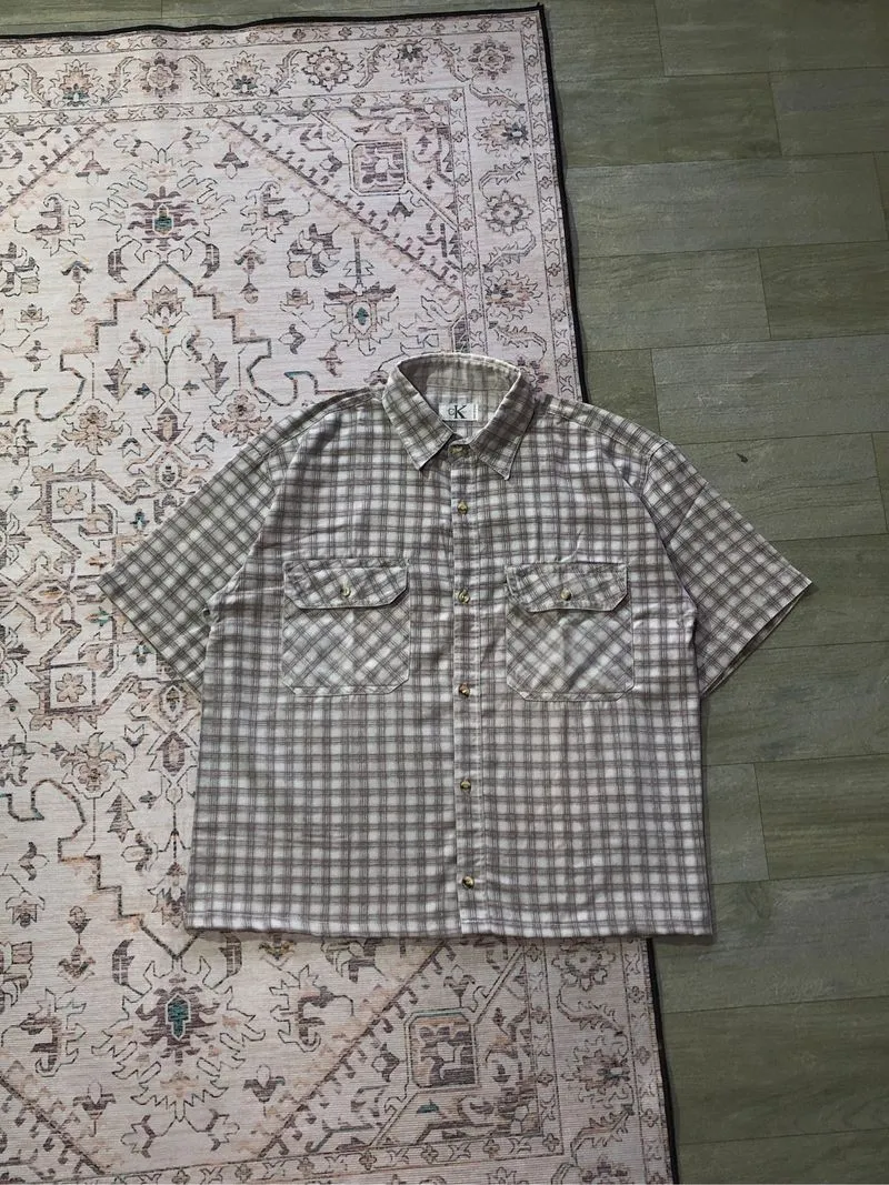 Short Sleeve Boxy Shirt By Calvin Klein Vintage  photo 1
