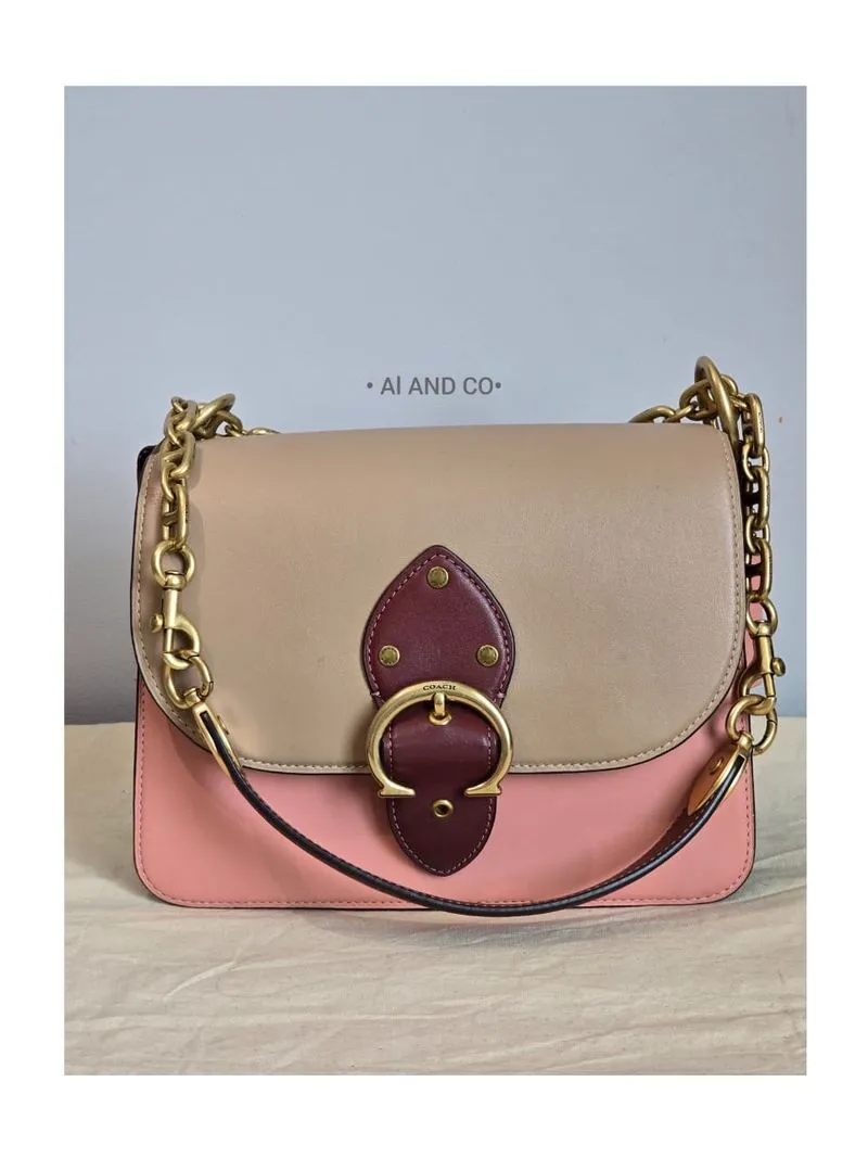 Coach Luxury Casual Crossbody Bag Wanita tan pink photo 1