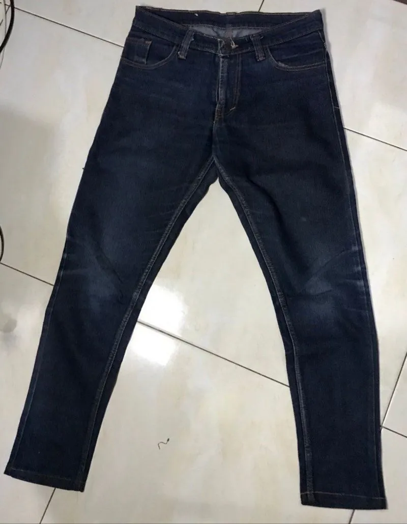 Navy Blue Denim Loose Pants Straight photo 1