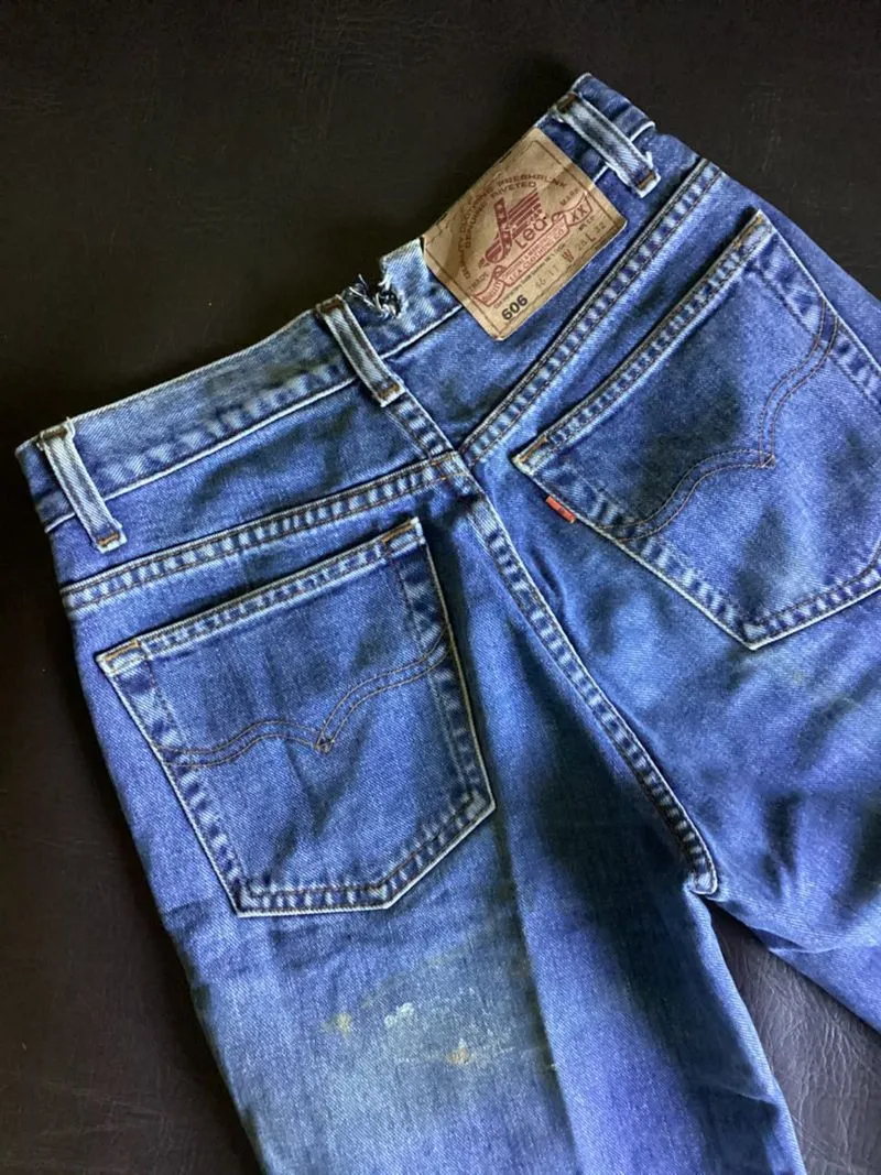 le4 606 long jeans blue denim baggy photo 1