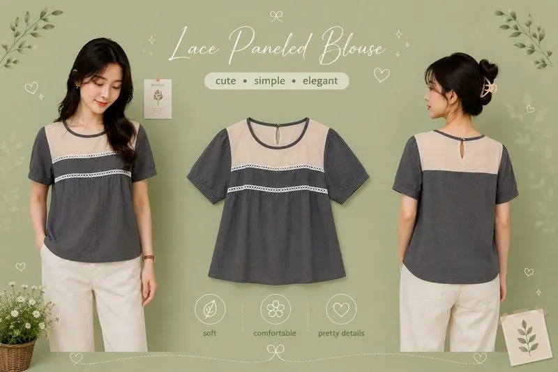 Lace paneled blouse photo 1