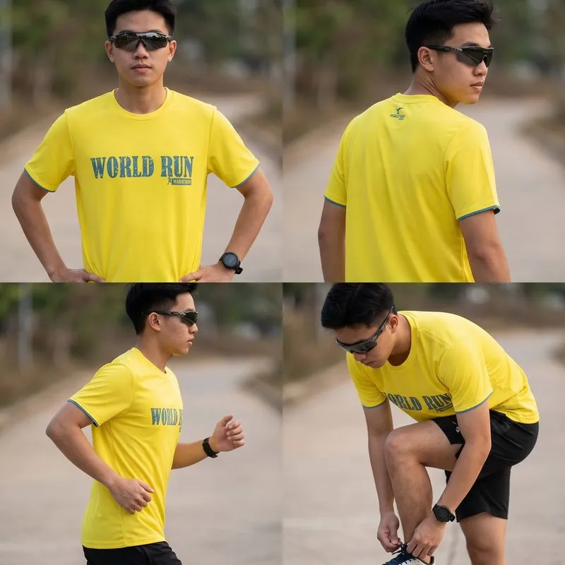 WORLD RUN Kaos Jersey Running Marathon Pria Size L photo 1