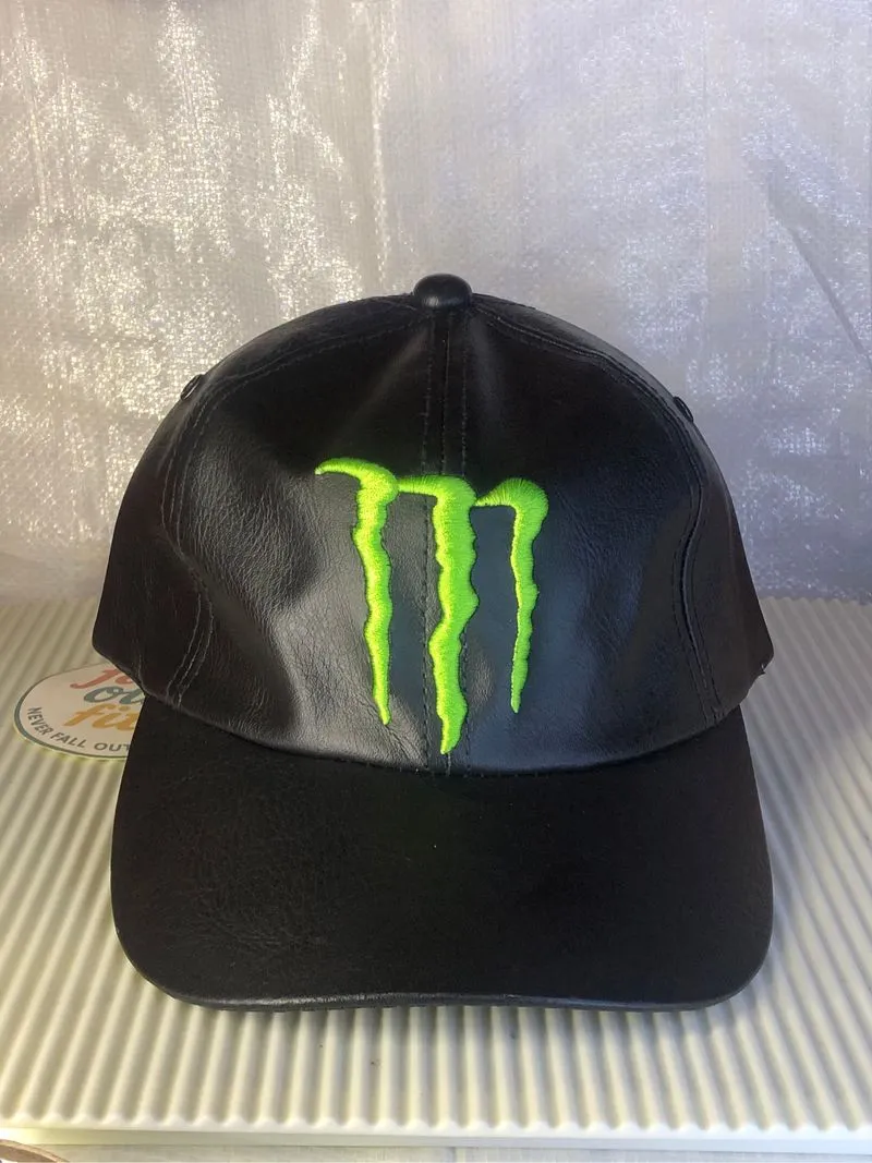 Monster Energy Full Leather Caps Black Embroidered Logo photo 1