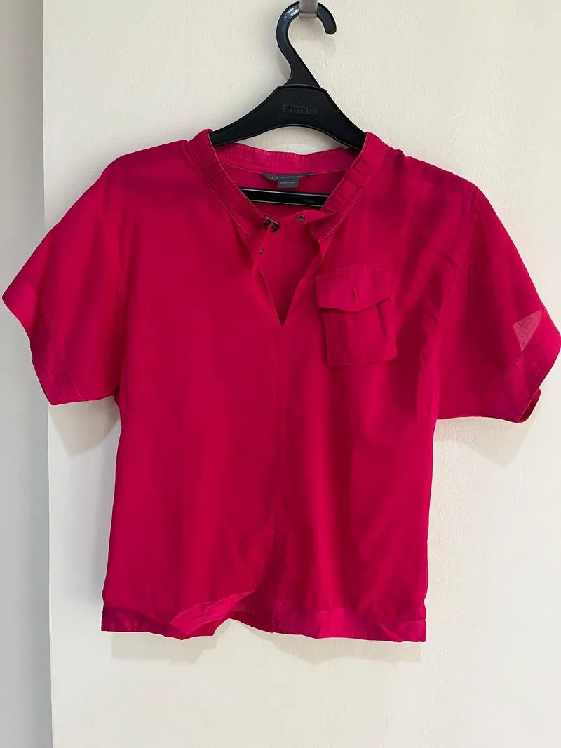Armani Exchange AX belt neck blouse y2k short sleeve emo photo 1