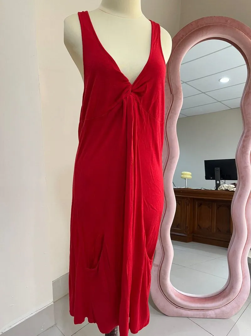 Armani midi dress sleeveless y2k v neck semi open back photo 1