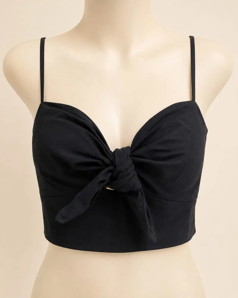 Love Bonito Original Ribbon Tie Crop Top Black BNWT Size M photo 1