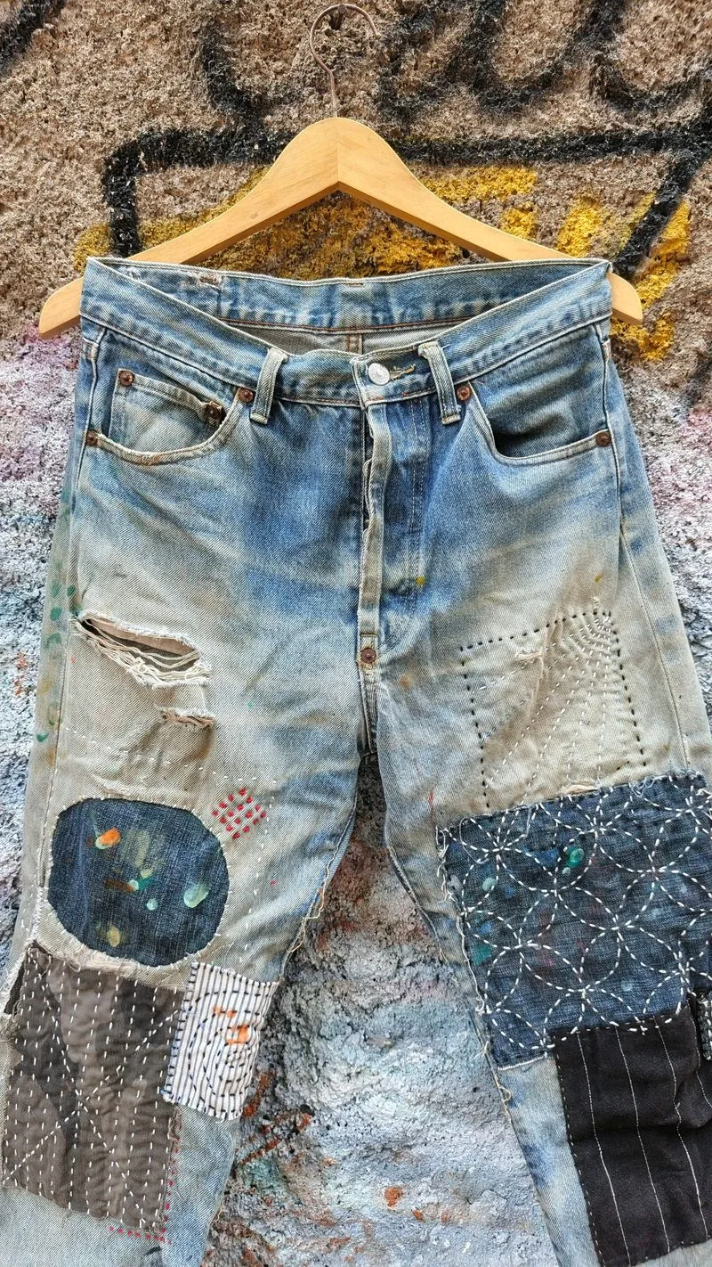 VINTAGE LEVI'S SELVEDGE 201 CUSTOM REWORKED SASHIKO photo 1