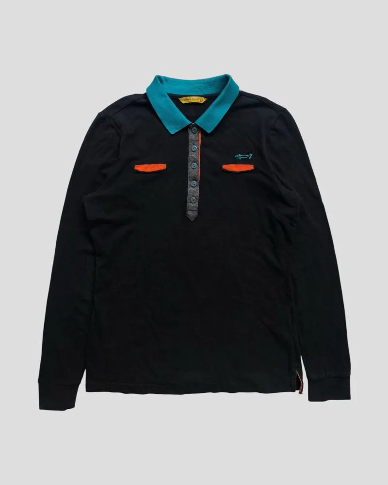 Louise Castle Black Long Sleeve Polo Shirts 1/4 Button  photo 1