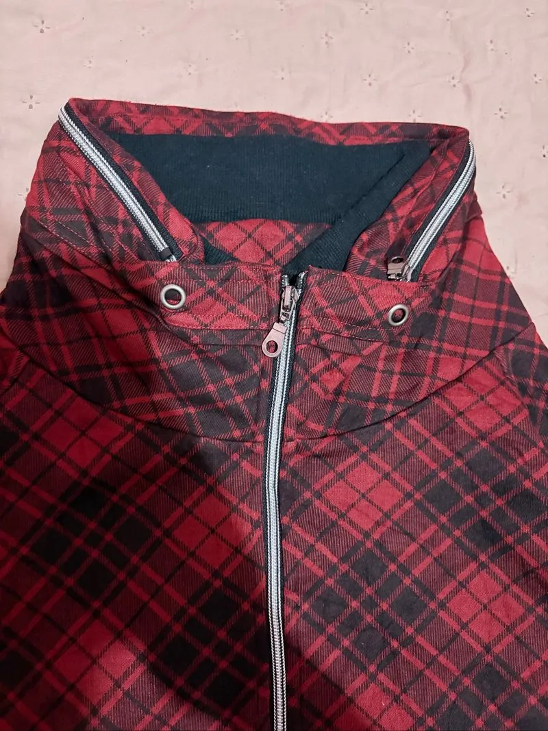 Plus One checked volume neck double zip photo 1