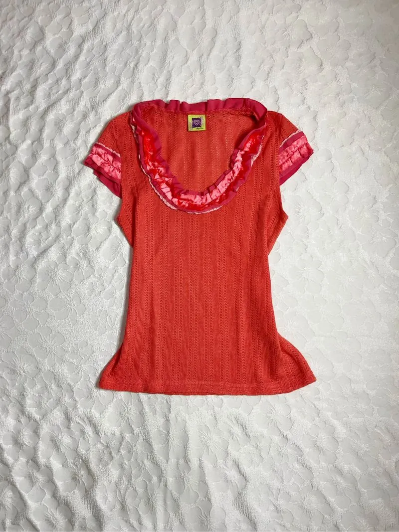 𓇼 Coral Pink Knit Top photo 1