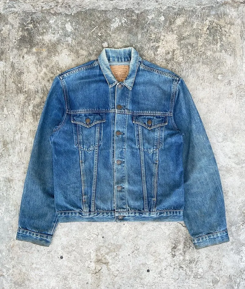 80's Levis Trucker Blue Washed Orange Tab  photo 1