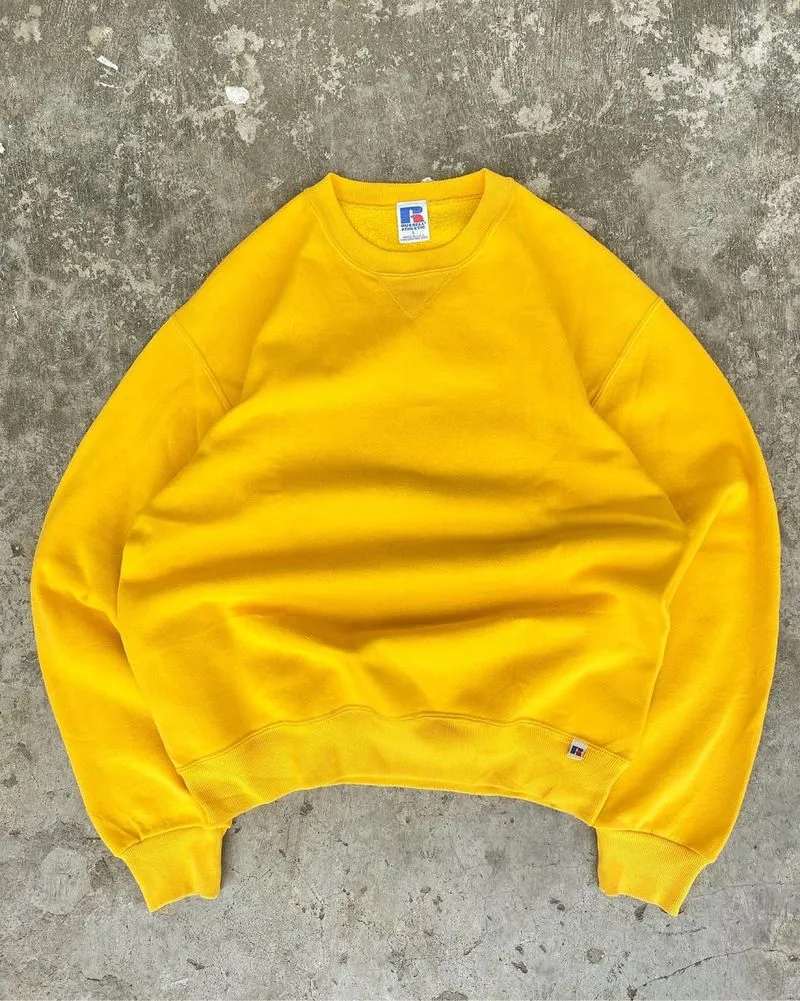 90’s Vintage Russell Athletic Yellow Crewneck USA photo 1