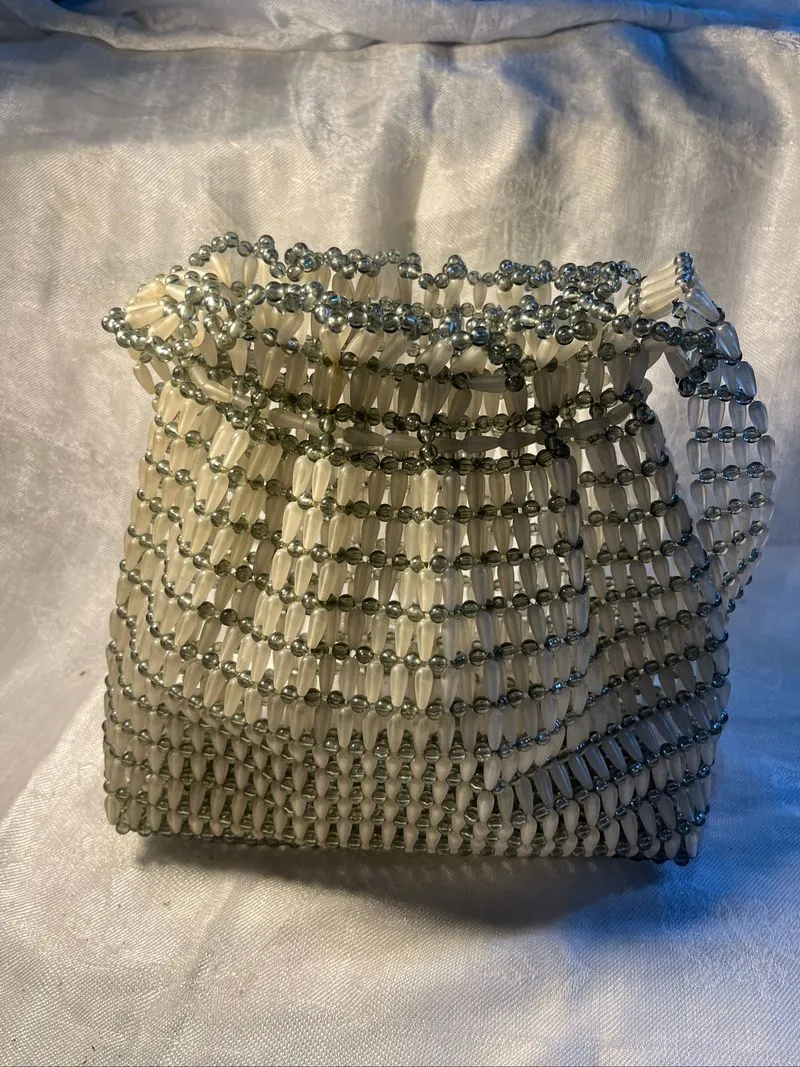 Vintage Beaded Bag (White & Clear Beads) photo 1