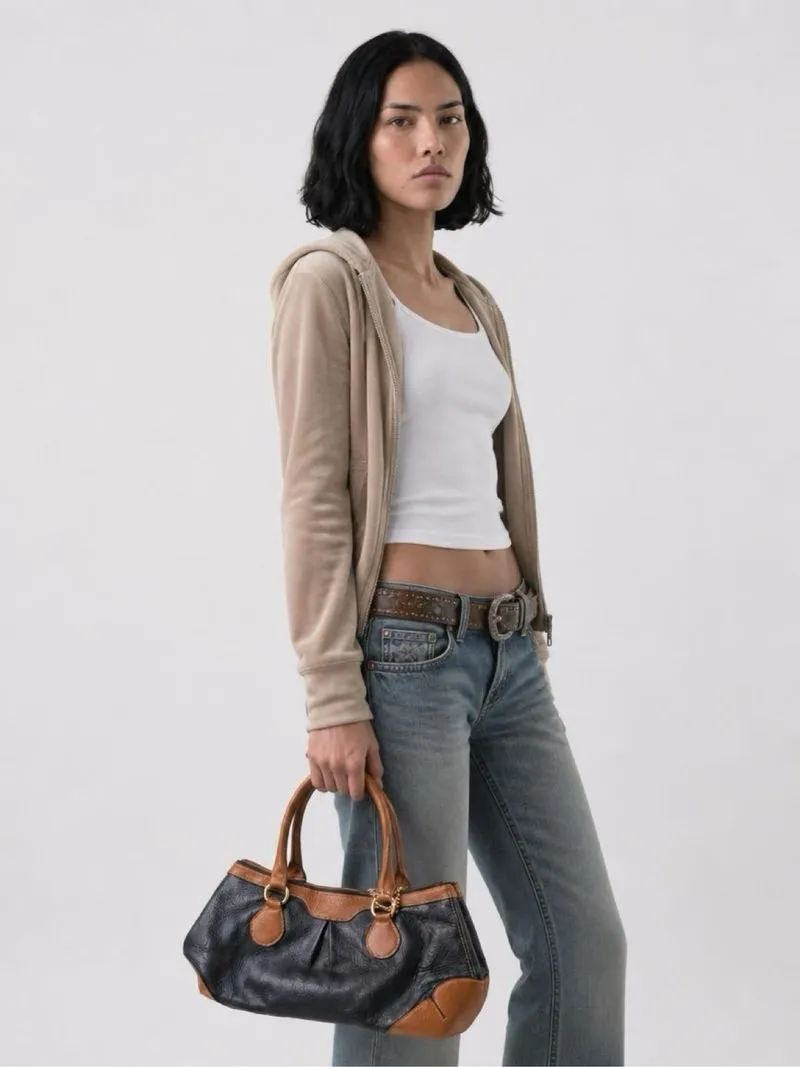 Charles Louvier (2000's Local Brand) - Navy Brown Handbag photo 1