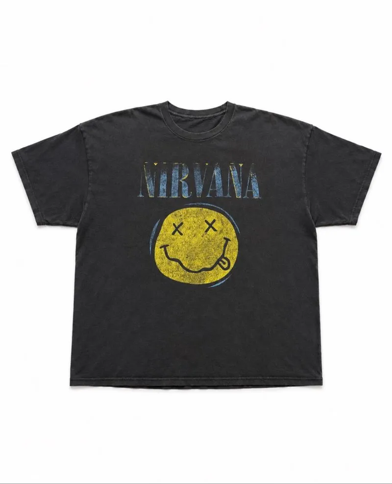 VINTAGE GRUNGE VIBES – NIRVANA SMILEY FACE T-SHIRT photo 1