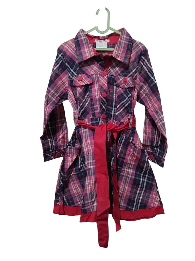 Dress anak Pito Dito motif kotak pink ungu photo 1