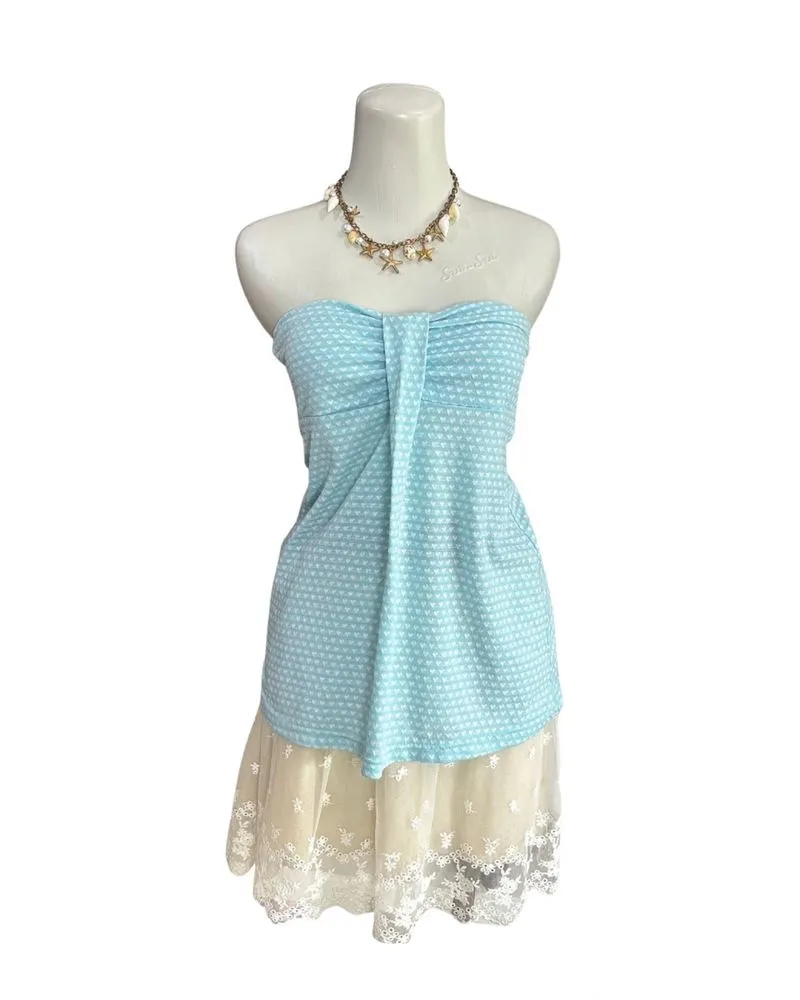 Blue heart cami tank tube top babydoll hollister abercrombie photo 1
