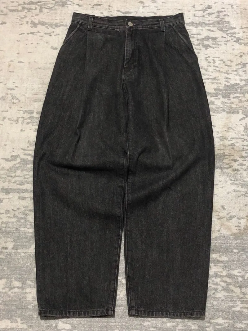 noirer_official Pleated Baggy Denim Black Wash photo 1