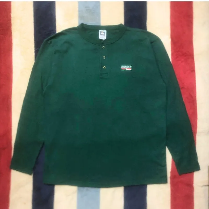 Vintage 90s Cotton Deluxe INTERSTATE DIST. CO. Henley Shirt photo 1