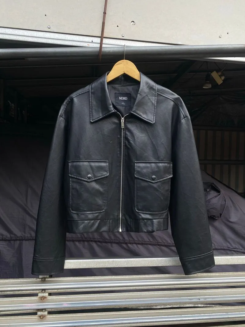 Cropped leather jacket MIXXO boxy fit photo 1
