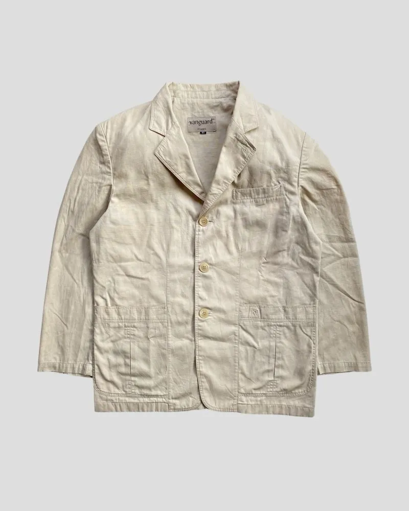 Vanguard Homme Beige Blazer Cotton Three Button Cosure photo 1
