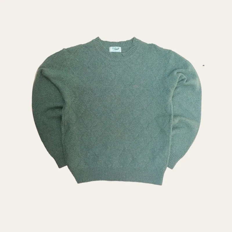 90s Wool Knit Crocodile Sage Green L Size photo 1