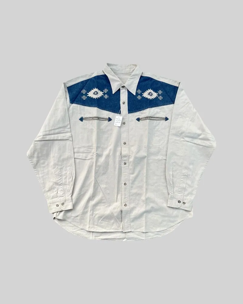 COWBOY Western Shirt Cream Long Shirt photo 1