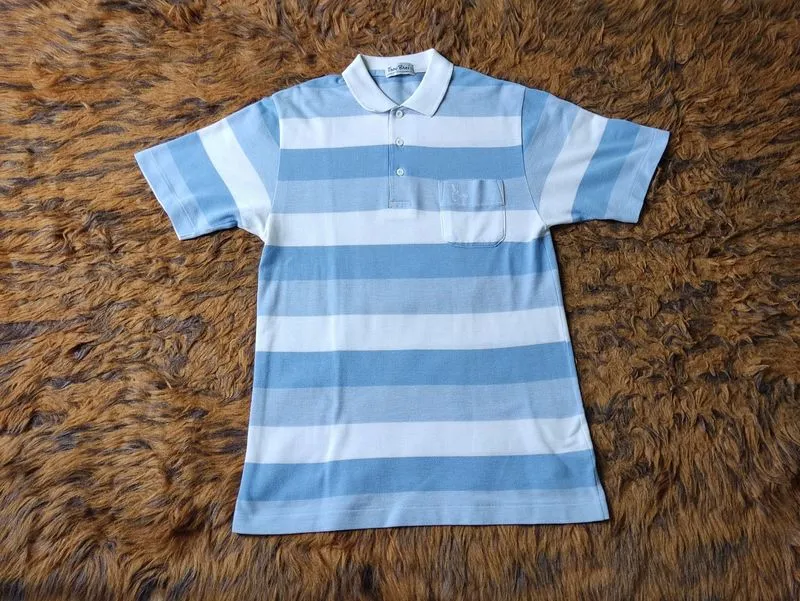 Vintage Casual Polo shirt Pria white blue photo 1