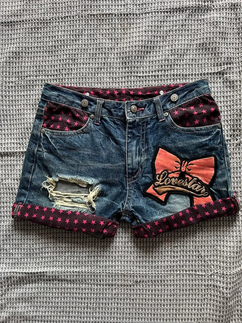 y2k cuffed denim high rise short | gyaru y2k harajuku photo 1