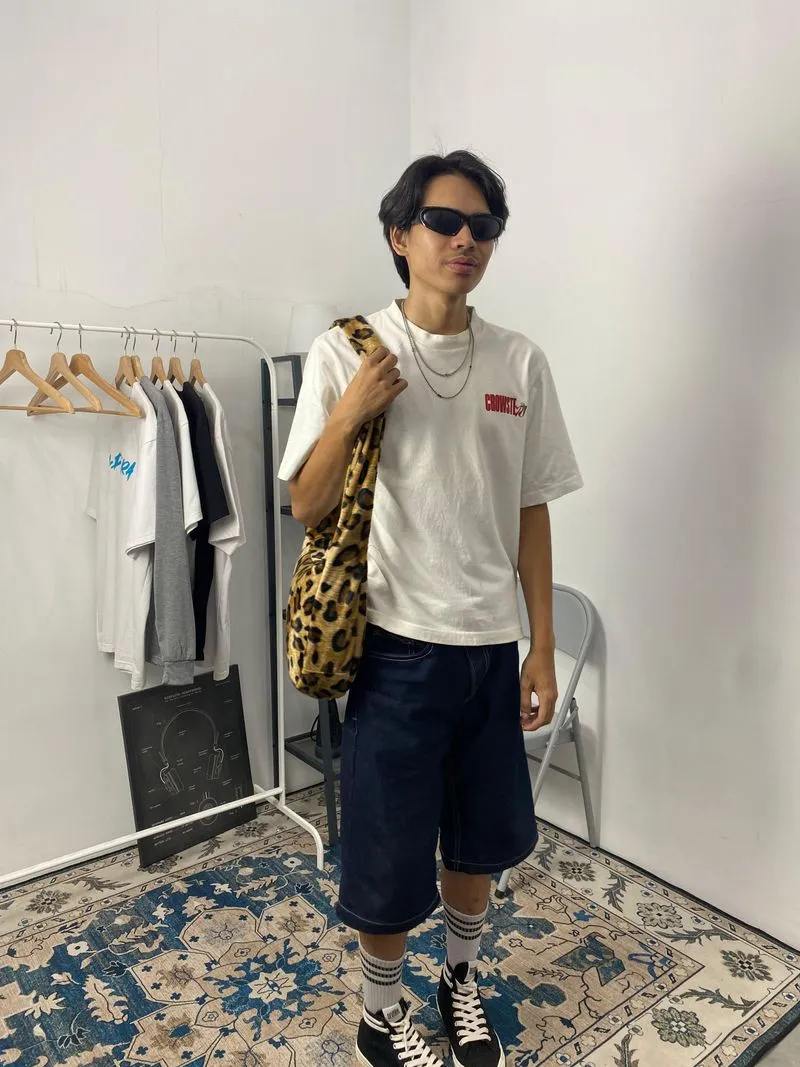 Streetwear Y2K Bag Pria white brown photo 1
