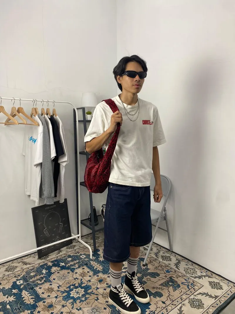 Streetwear Y2K Bag Pria white red photo 1
