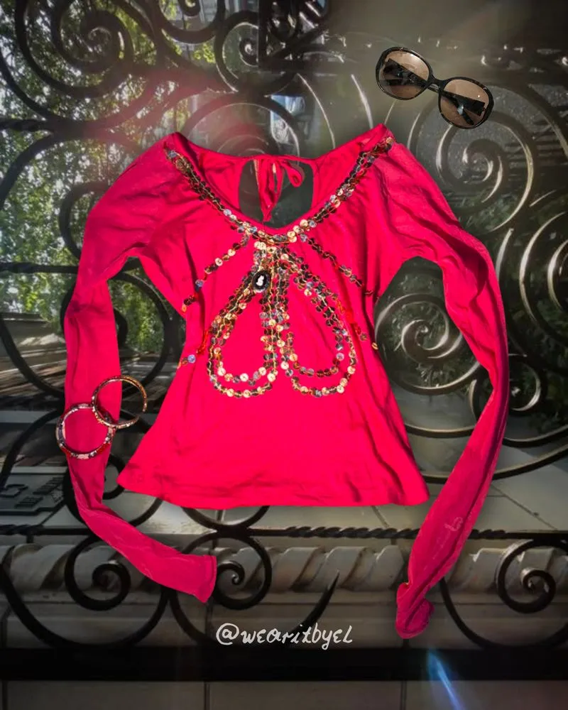 Y2K Hot Pink Sequin Top photo 1