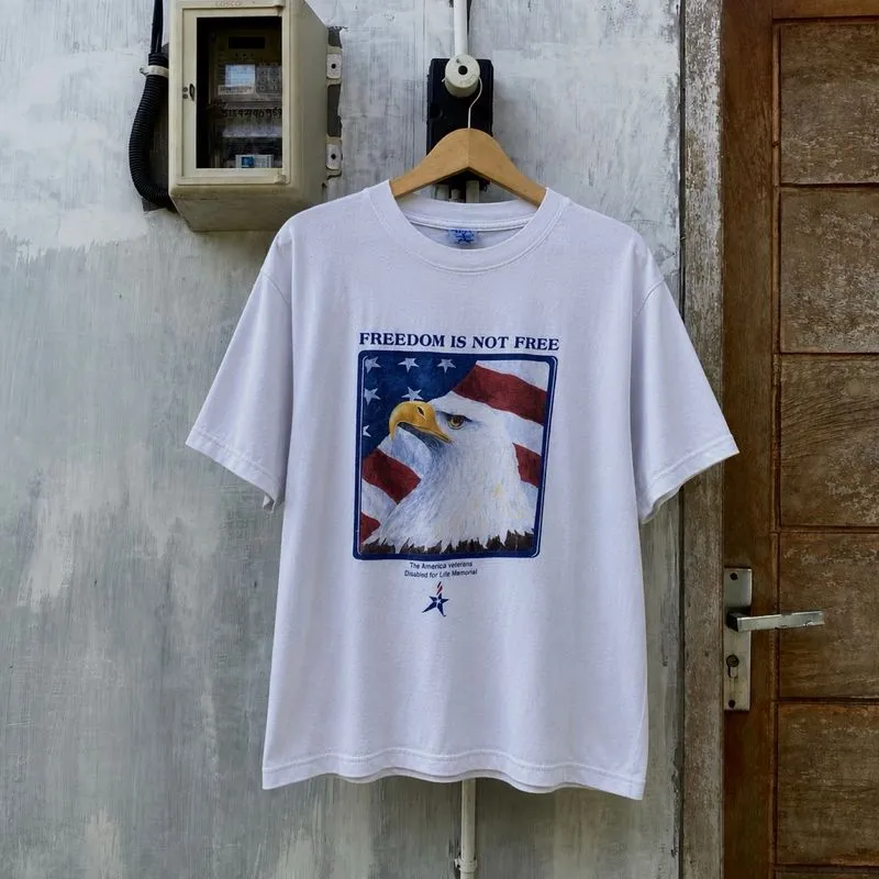 Freedom Is Not Free American Eagle White Tshirt By M&O Knit  photo 1