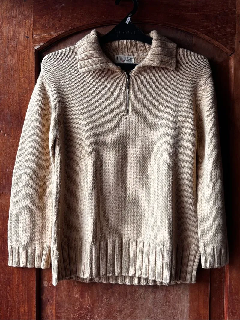 Sweater Half Zip Knit Cream photo 1
