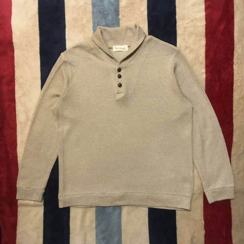 Storyteller Quarter Button Shawl Collar Sweater photo 1